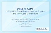 Data to Care - NASTAD · Data to Care: Using HIV Surveillance Data to Support the HIV Care Continuum Webinar for Health Department Prevention Programs May 15, 2014 Kathleen Green,