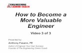 How to Become a More Valuable Engineer · How to Become a More Valuable Engineer Presented by: Anthony Fasano, PE Author of Engineer Your Own Success Founder of The Engineering Career