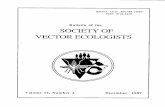 SOCIETY OF VECTOR ECOLOGISTS - SOVE folder/journal/sovejournal74-2000/SOVE 1987, VOL 12... · West Texas," published in 1984 in the Bulletin of the Society of Vector Ecologists 9(1):