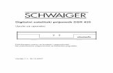 Digitalni satelitski prijemnik DSR 420 - manual.schwaiger.demanual.schwaiger.de/manuals/dsr420_manual_hr.pdf · • Digitalni radio prijem, pozadinska slika radija (Background-Display)