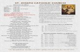 ST. JOSEPH CATHOLIC CHURCH · litúrgicas y dirigirá ensayos para coros de diversas edades. Él / ella debe tocar el piano y ser capaz de guiar a otros músicos en un ambiente de