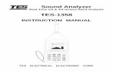 2k 8k L W Sound Analyzer TES-1358 dB FAST L 75.2 dB ... · abrasives or solvents on this instrument. Safety symbols Comply with EMC . 2 II. GENERAL & FEATURES The sound analyzer meter