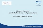Shingles Vaccine -contraindications and precautions ... contraindicationsupdate_Oct... · positive, varicella-zoster immunoglobulin is unlikely to be of benefit but prophylactic aciclovir