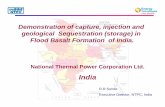 Demonstration of capture, injection and geological ... · Demonstration of capture, injection and geological Sequestration (storage) in Flood Basalt Formation of India. National Thermal
