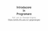 Introducere în Programaregrigoras/Geo/python01.pdfSă devii programator în limbajul Python. Să înveți să rezolvi probleme utilizând programarea în Python. Vei înțelege elementele