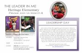 THE LEADER IN ME Heritage Elementary Day...THE LEADER IN ME Heritage Elementary Join one of the first Lighthouse Schools in Ohio to learn about our Leader in Me journey! You will have