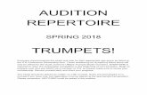 AUDITION REPERTOIRE · The etude should be played as written on a Bb trumpet. Solos are best played on C trumpet if you have one, but regardless must be played at the appropriate