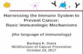 Harnessing the Immune System to Prevent Cancer: Basic ... Immunology...-the bodily system that protects the body from foreign substances, cells, and tissues -by producing the immune