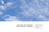 AB 2588 AIR TOXICS “HOT SPOTS” UPDATE BAAQMDFor projects involving multi -pathway TACs, cancer risk may increase by 2-5 times Less toxic emission increases will be allowed for