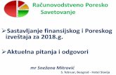 Sastavljanje finansijskog i Poreskog izveštaja za …snezanamitrovic.rs/wp-content/uploads/2019/02/...Teme seminara i aktuelne informacije Za 2018.g. Sastavljanje i dostavljanje obrazaca
