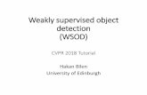 Weakly supervised object detection (WSOD) · Diba CVPR 2017 (VGG16) Bilen CVPR 2016 (VGG16) Bilen CVPR 2016 (AlexNet) Cinbis PAMI 2016 (AlexNet+FV) Bilen CVPR 2015 Wang ECCV 2014