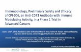 Immunobiology, Preliminary Safety and Efficacy of …...Immunobiology, Preliminary Safety and Efficacy of CPI-006, an Anti-CD73 Antibody with Immune Modulating Activity, in a Phase