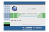 googless - SecTor 2018 Resolved in OWASP Testing Guide v3. OWASP 28 OWASP Testing Guide v3 Methodology