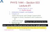 PHYS 1444 Section 003 Lecture #1brandta/teaching/fa2012/lectures/phys1444-lec1a.pdf2. Chapter 21 -Static Electricity and Charge Conservation -Charges in Atom, Insulators and Conductors