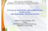 STATUS OF BIODIESEL IMPLEMENTATION IN …...APEC Project No: EWG 20 2016A Guidelines toward High Biodiesel Blend Diesel (eg B20) Specification in the APEC Region, Bangkok, 13-14 Dec