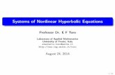 Systems of Nonlinear Hyperbolic Equations · 2016-09-05 · First-order systems of equations Here we study some very basic properties of nonlinear hyperbolic systems, starting from