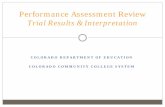 Performance Assessment Review - coloradoplc.org · Performance Assessment Review Trial Results & Interpretation . Overview Trial Data What information can we use to review the tasks