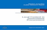Western Australian Auditor General’s Report · WESTERN AUSTRALIAN AUDITOR GENERAL’S REPORT Local Content in Government Procurement Report 25 ... Western Australian Auditor General