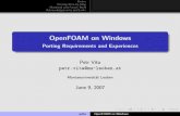 OpenFOAM on Windows - Fakultet strojarstva i brodogradnje · 2012-09-11 · Basics Porting Step-by-Step Unported and Future Stu Acknowledgements and Links OpenFOAM on Windows Porting