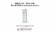 Mini Disk Infiltrometer - DecagonMinidisk Infiltrometer 2. The Infiltrometer 3 2. The Infiltrometer The mini disk infiltrometer is ideal for field measure-ments; due to its compact