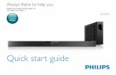 Always there to help you - Philips · 4x Power Cord USB Adapter Power Adapter Wall mount bracket 2x 2x User Manual Quick start guide 4x 1 EN Place the subwoofer horizontally or vertically