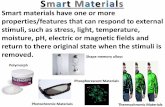 Smart Materials Smart materials have one or more ... · Smart Materials Smart materials have one or more properties/features that can respond to external stimuli, such as stress,