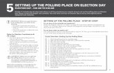 SETTING UP THE POLLING PLACE ON ELECTION DAY...SETTING UP THE POLLING PLACE ON ELECTION DAY ELECTION DAY - 5:00 AM TO 6:00 AM Chapter 5 includes step-by-step instructions on all the