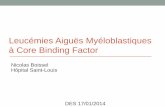 Leucémies Aiguës Myéloblastiques à Core Binding Factor · 2019-10-14 · Leucémies Aiguës Myéloblastiques à Core Binding Factor Nicolas Boissel Hôpital Saint-Louis DES 17/01/2014