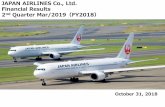 JAPAN AIRLINES Co., Ltd. Financial Results 2nd …...JAPAN AIRLINES Co., Ltd. Financial Results 2nd Quarter Mar/2019 BFY2018 C P. 1 P.6 P.15 ※JAL Corporate Website Today’s Topics
