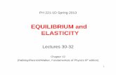 EQUILIBRIUM and ELASTICITYmirov/Lectures 30-32 Chapter... · 2013-03-01 · Chapter 12 Equilibrium and Elasticity In this chapter we will define equilibrium and find the conditions