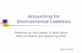 Accounting for Environmental Liabilities · Definition – Liability . Applicable FASAB Standards . DOE Environmental Liability Regulatory Environment . Accounting for Environmental