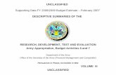 DESCRIPTIVE SUMMARIES OF THE · DESCRIPTIVE SUMMARIES OF THE RESEARCH, DEVELOPMENT, TEST AND EVALUATION Army Appropriation, ... paragraph provides a list of program elements restructured,