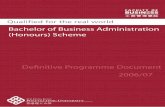 Bachelor of Business Administration (Honours) Bachelor of Business Administration (Honours) Scheme Definitive
