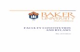 FACULTY CONSTITUTION AND BYLAWS - Baker University · the Baker University Faculty Constitution and Bylaws and amendments to the University faculty handbooks, if approved, will be