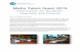 Maths Talent Quest 2019...MTQ Registration opens Tuesday 23 April 2019. A maximum of 6 entries per category per year level will be accepted for state judging. Registrations close at