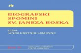 Biografski Editio Slovenica spomini sv. Janeza Boska · tih, in razlogi, zakaj so nekatere gojence odpustili iz zavoda. nato sledijo imen-ski seznami gojencev od 1853 do 1858, manjkajo