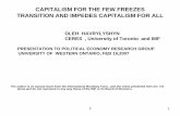 Capitalism for All vs. Capitalism for the few? · CAPITALISM FOR THE FEW FREEZES TRANSITION AND IMPEDES CAPITALISM FOR ALL OLEH HAVRYLYSHYN CERES , University of Toronto and IMF PRESENTATION