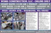 WORK CONSTRUCTION, LLC - ONLINE ONLY...8525 152ND AVE., REDMOND, WA 98052 WORK CONSTRUCTION, LLC - ONLINE ONLY James G. Murphy Co. 425.486.1246 - murphyauction.com BID ONLINE AT NO