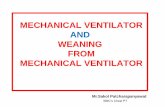 Mechanical ventilator weaning and Physiotherapist rolethaipt.org/.../WEANING_FROM_MECHANICAL_VENTILATOR.pdf · (SpO 2 ≈ 92%) Retrolental fibroplasia พบในเด็ก premature