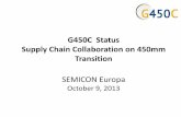 G450C Status Supply Chain Collaboration on 450mm Transition · G450C Status Supply Chain Collaboration on 450mm Transition SEMICON Europa October 9, 2013