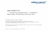 ab109717 Specific Activity Assay Kit – Carboxylesterase 1 ... CES1 Specific...Many environmental toxicants, therapeutic and illicit drugs are esterified. Therefore carboxylesterases