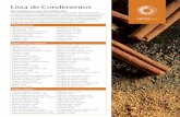 Recomendaciones para los condimentos: Hierbas frescas ...optaviamedia.com/pdf/spanish/SPA_DOC_OPTAVIA_CondimentSheet.pdf · Lista de Condimentos Recomendaciones para los condimentos: