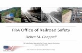 FRA Office of Railroad Safety...1 FRA Office of Railroad Safety Debra M. Chappell FTA State Safety Oversight/Rail Transit Agency Workshop September 24, 2019 Note: Statistics are preliminary