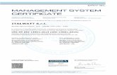 MANAGEMENT SYSTEM CERTIFICATE · 12/12/2017  · UNI EN ISO 14001:2015 (ISO 14001:2015) Valutato secondo le prescrizioni del Regolamento Tecnico RT-09/ Evaluated according to the