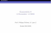 Économétrie II - UDLrisques-environnement.universite-lyon.fr/IMG/pdf/ectx_ii... · 2016-09-08 · Économétrie II Ch. 6. Spéciﬁcation Formes fonctionnelles Quelle forme fonctionnelle?