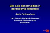 Bile acid abnormalities in peroxisomal disorders ... Bile acid abnormalities in peroxisomal disorders: • C24-bile acids are reduced →reduced bile flow → cholestasis • Accumulation