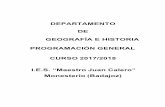 DEPARTAMENTO DE GEOGRAFÍA E HISTORIA PROGRAMACIÓN … · se establece el currículo de E.S.O. y del Bachillerato en Extremadura cuyo objeto es establecer el currículo del Bachillerato