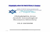 Philadelphia Area Jewish Genealogical Resource …Resource Directory V5.0 10/30/08 2 V.2.6 1/1/09 2 Thanks This resource guide was developed as a project of the Jewish Genealogy Society