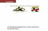CAMPEONATO DISTRITAL EQUIPASASSOCIAÇÃO DE TÉNIS DE MESA DE LISBOA CAMPEONATO DISTRITAL DE EQUIPAS – SENIORES MASCULINOS CALENDÁRIO DE JOGOS 2018 – 2019 SÉRIE A NO CLUBE NO