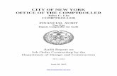 CITY OF NEW YORK OFFICE OF THE COMPTROLLER · JOC contracts are solicited and administered by the Department’s Job Order Contracting Unit (JOC Unit), which consists of a director,